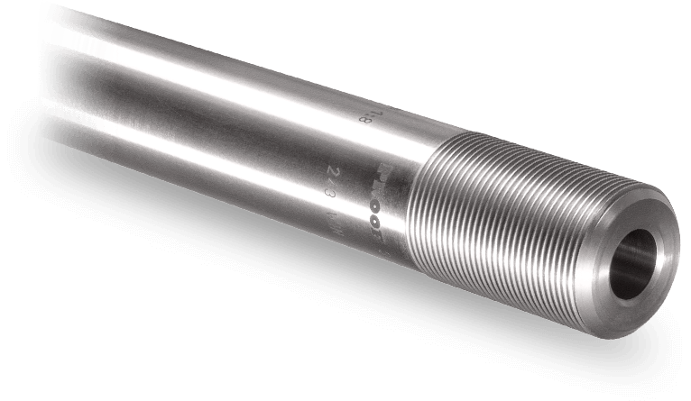 Polished metal rod with threaded end