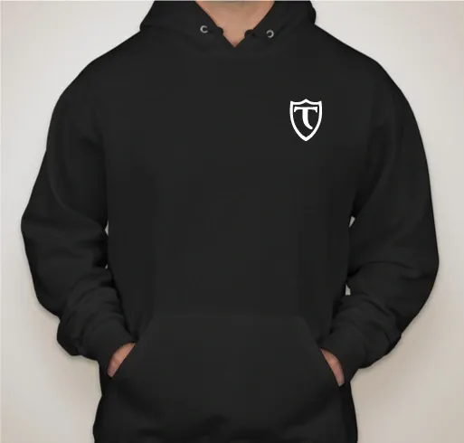 Chest logo black hooded sweatshirt with crest