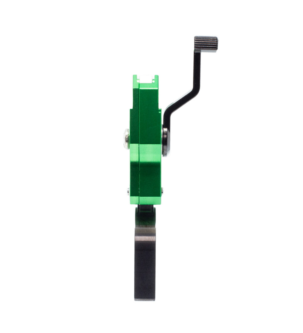 Green mechanical lever clamp with black handle